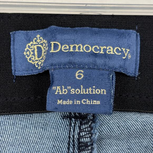 Democracy Ab Solution Ankle Jeans Size 6 Blue Skinny Distressed Stretch Denim - Picture 4 of 11